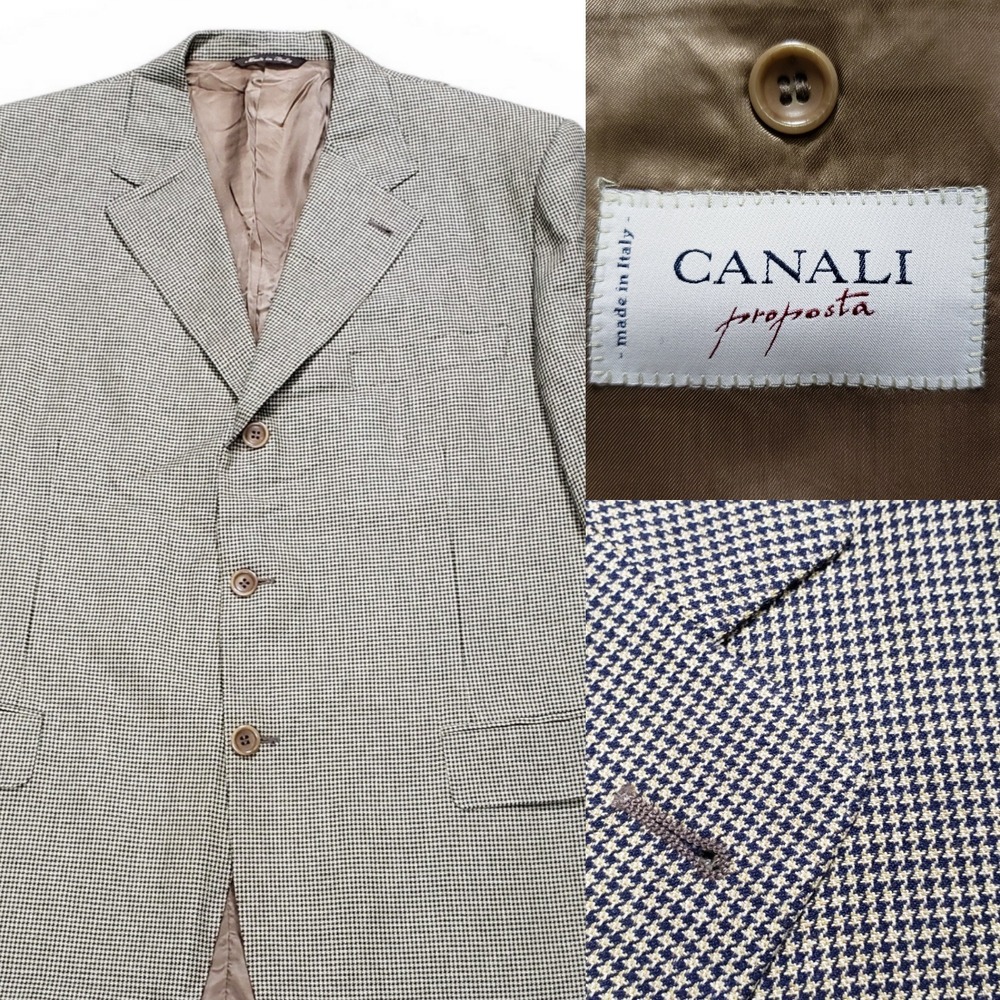 Canali Silk Wool Blazer 44R Tan Italy Suit Jacket